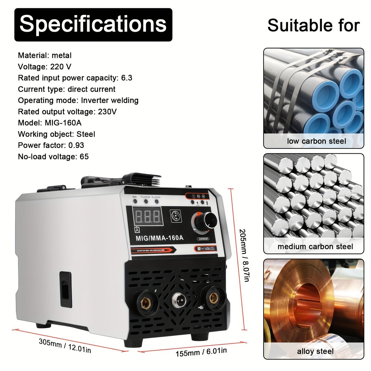 Lasapparaat – Inverter Lasmachine – Elektrode Lasapparaat – TIG Lasmachine – MMA Lasapparaat – 2-in-1 Multifunctioneel – IGBT Technologie – 120A Lasstroom