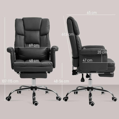 Ergonomische Bureaustoel – Kantoorstoel – Werkstoel – Gamestoel – Computestoel – Verstelbare Hoogte 48-56 cm – Inklapbare Rugleuning Met Voetensteun – Stevig Metalen Frame – 5 Zwenkwielen