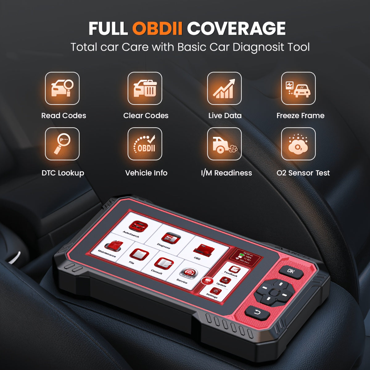 OBD2 Scanner – Autodiagnose Tool – Foutcode Lezer – Auto Diagnoseapparaat – Diagnose Scanner Full System – 7+ Resetfuncties – 15,75 cm Touchscreen