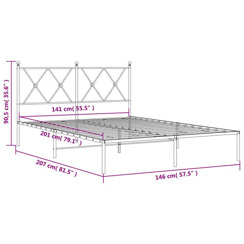Modern Minimalist Bed Frame with Headboard - Heavy-Duty All-Metal Construction, Tool-Free Assembly, Easy-Clean Surface - Queen Size (140x200cm/55x79") Platform Bed Frame for Small to Large Bedrooms - Ideal for Modern, Industr