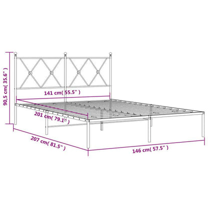 Modern Minimalist Bed Frame with Headboard - Heavy-Duty All-Metal Construction, Tool-Free Assembly, Easy-Clean Surface - Queen Size (140x200cm/55x79") Platform Bed Frame for Small to Large Bedrooms - Ideal for Modern, Industr