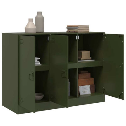Simple Sideboard, Spacious Storage Cabinet with Display Shelf, Suitable for Kitchen, Living Room, Stylish Furniture, Offers Additional Storage Space and Home Decor, Ensures Safety. Dressoir 99x39x73 cm Steel Olive Green