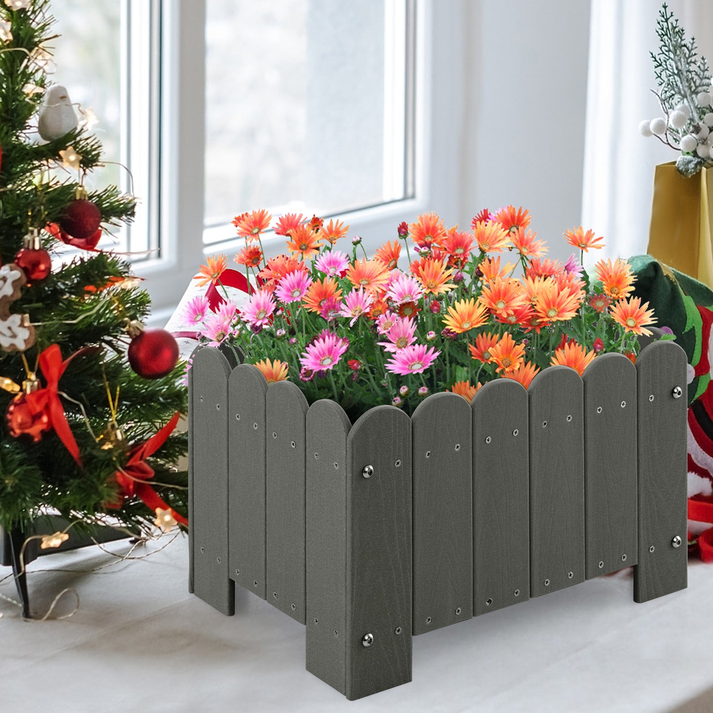 Plantenbak – Bloembak – Bloempot – Tuinbak – Plantenpot – Weerbestendig HDPE – 2 Stuks Grijs