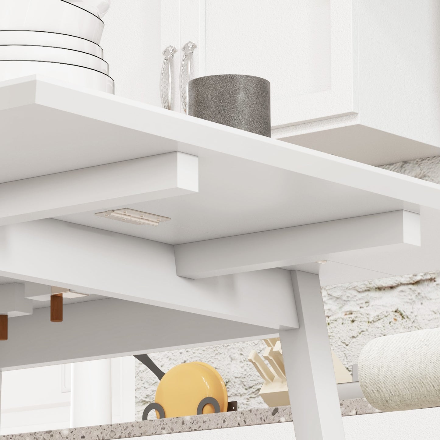 Opvouwbare Eettafel – Uitklapbare Tafel – Uitbreidbare Tafel – Compacte Werktafel – Witte Multifunctionele Tafel – 110x86x75 cm – 2 Uitklapbare Bladen