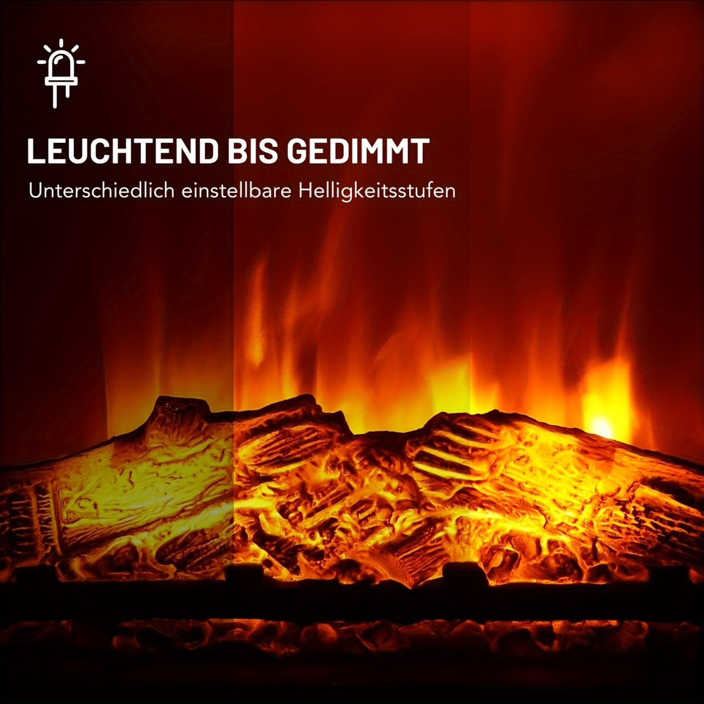 Elektrische Haard – Sfeerkachel – Inbouwhaard – Vloerhaard – Haardmantel – Zwarte Vrijstaande Haard – Realistisch Vlameffect – 2000 Watt Verwarming