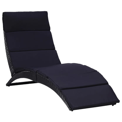 Ligbed – Loungebank – Zonnebed – Ligstoel – Zonnebedje – Inklapbaar – Weerbestendig PE Rattan – Inclusief Polyester Kussen – Grijs