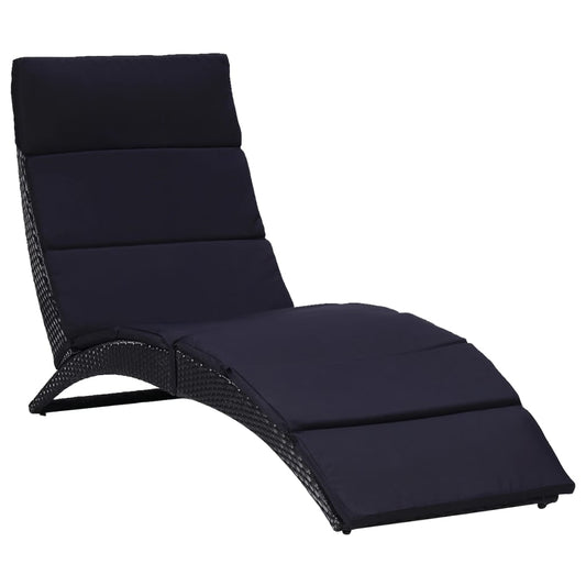 Ligbed – Loungebank – Zonnebed – Ligstoel – Zonnebedje – Inklapbaar – Weerbestendig PE Rattan – Inclusief Polyester Kussen – Grijs