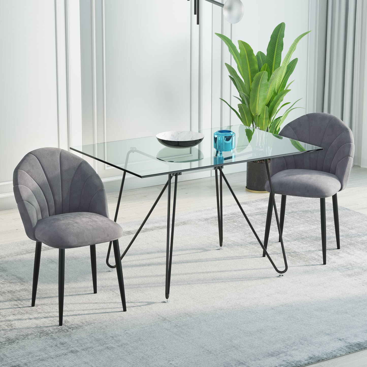 Eetkamerstoelen – Stoelen – Dining Chairs – Keukenstoelen – Velours Stoelen – Grijs Metalen Poten – Comfortabele Velvet Bekleding – Ergonomisch Design