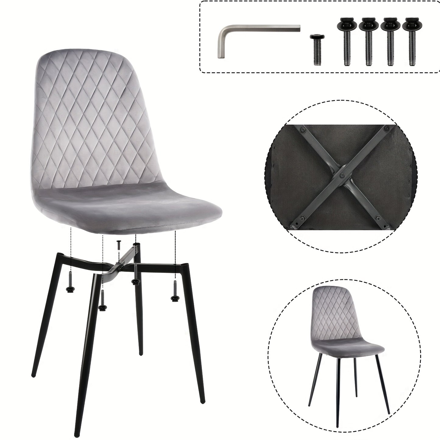 Eetkamerstoel – Keukenstoel – Kuipstoel – Stoel – Dinersstoel – Set van 4 – Grijze Velvet Bekleding – Ergonomische Rugleuning & Hoogwaardig Schuim