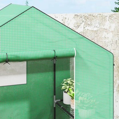 Kas – Tuinkasje – Kasje – Plantenkas – Groentekas – Winterproof – Met Ritsdeur en Ventilatieraampje – Stevig Stalen Frame – Transparante Panelen – Compact 143x74x190 cm