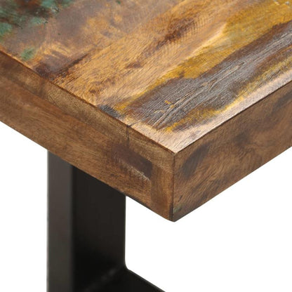 Bankje – Zitbank – Bank – Houten Bankje – Halbankje – Massief Gerecycled Hout – Stalen Onderstel – 110 Cm Breed – Duurzaam En Stevig