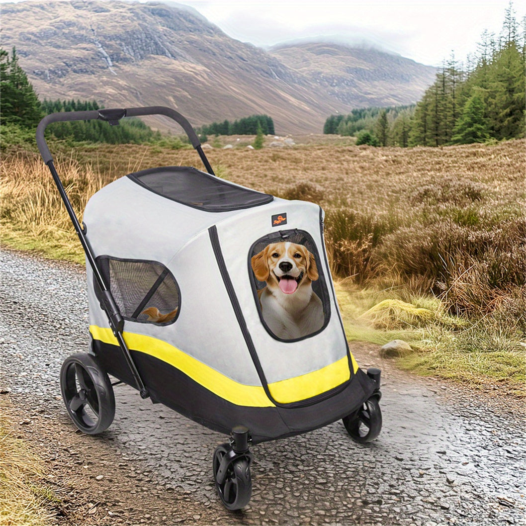 Hond Jogger Stroller – Hondenwagen – Hond Buggy – Hond Wandelwagen – Hond Pushchair – Extra Groot – Inclusief Regenhoes – 4 Wielen – Stevig Stalen Frame – Comfortabel Voor Oudere Honden