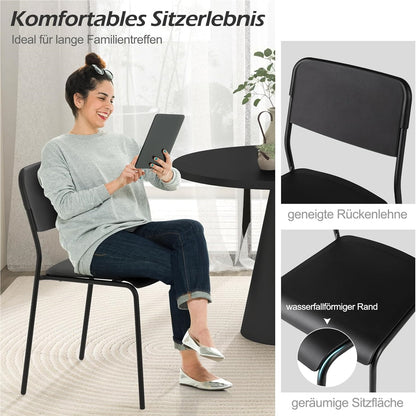 Stoel – Eetkamerstoel – Kuipstoel – Stapelstoel – Keukenstoel – Set Van 4 – Armless Design – Metalen Frame & PP Zitting