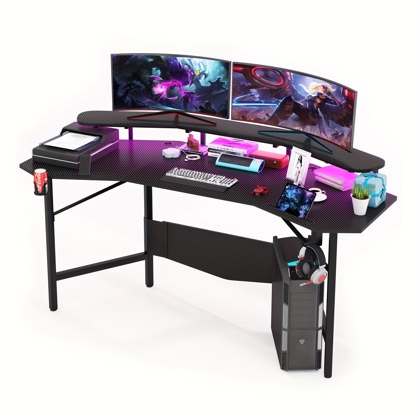Gaming Bureau – Gamingbureau – Game Desk – Computer Tafel – Gaming Tafel – Met Bekerhouder & Hoofdtelefoonhaak – Stevig MDF Metalen Constructie – Minimaal 27 Inch Hoogte