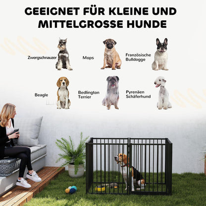 Puppy Playpen, Foldable Portable Dog Playpen, Steel Puppy Playpen, Lockable Door, Weather , Black