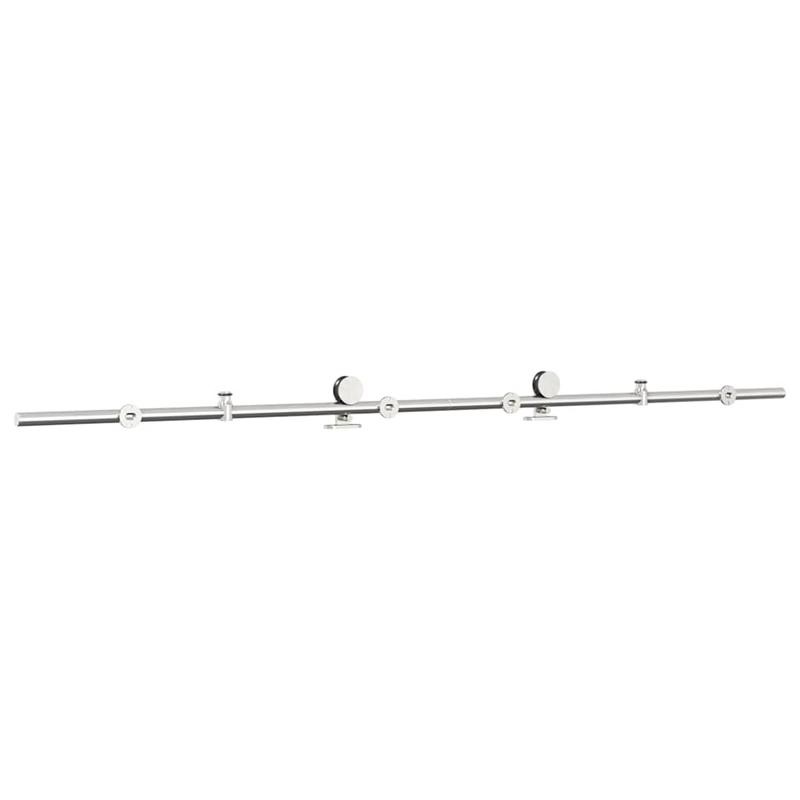 Sliding door fitting set 200cm stainless steel Silvery