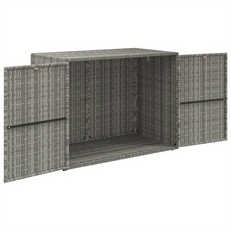 Large Storage Box with Lid - Heavy-Duty Poly Rattan, 99.06cmW x 54.61cmD x 80.01cmH, All-Weather Resistant Rectangular Organizer with Golden-Toned Hinges & Dark Brown/Gray Wicker Texture for Patio, Porch, Garage, Balcony - Mu