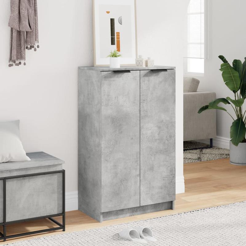 Schoenenkast – Schoenenrek – Schoenenopberger – Halkast – Schoenenbank – Beton Grijs – Compact 59x35x100 cm – Duurzaam Plaatmateriaal