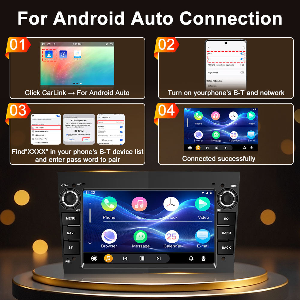 Autostereo – Autoradio – Multimedia Systeem – Double Din – Carplay Android Radio – 7-Inch Touchscreen – Android 15 OS – 6GB RAM 128GB Opslag