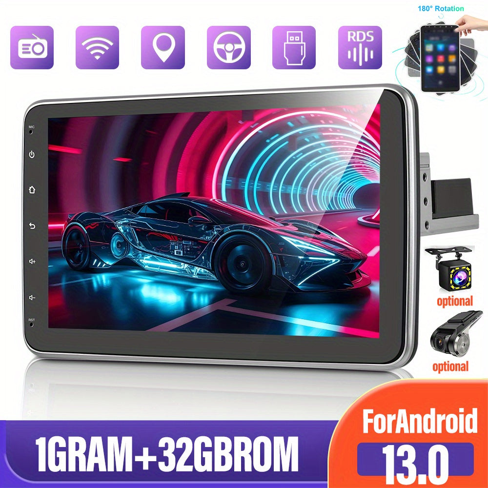 Autoradio Android – Autostereo – 1Din Multimedia – Navigatiesysteem – Car Audio – 10,1 Inch HD Scherm – 180° Draaibaar – Android 15 Met GPS & Spiegel Link