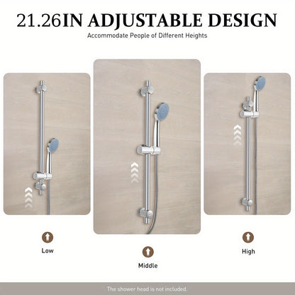 Doucheglijrail – Douchekophouder – Handdouchehouder – Douchehouder – Glijstang – Verstelbaar – RVS 304 Staal – 66 cm Lengte