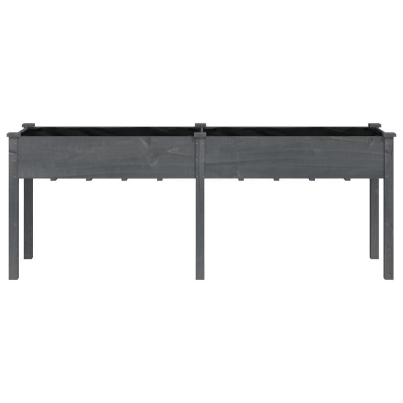 Tuinbak – Plantenbak – Bloembak – Bloembakje – Plantenvat – Houten Verhoogde Plantenbak – Massief Grenenhout – 203x53x76 cm – Weerbestendig Grijze Voering