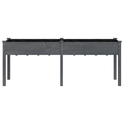 Tuinbak – Plantenbak – Bloembak – Bloembakje – Plantenvat – Houten Verhoogde Plantenbak – Massief Grenenhout – 203x53x76 cm – Weerbestendig Grijze Voering
