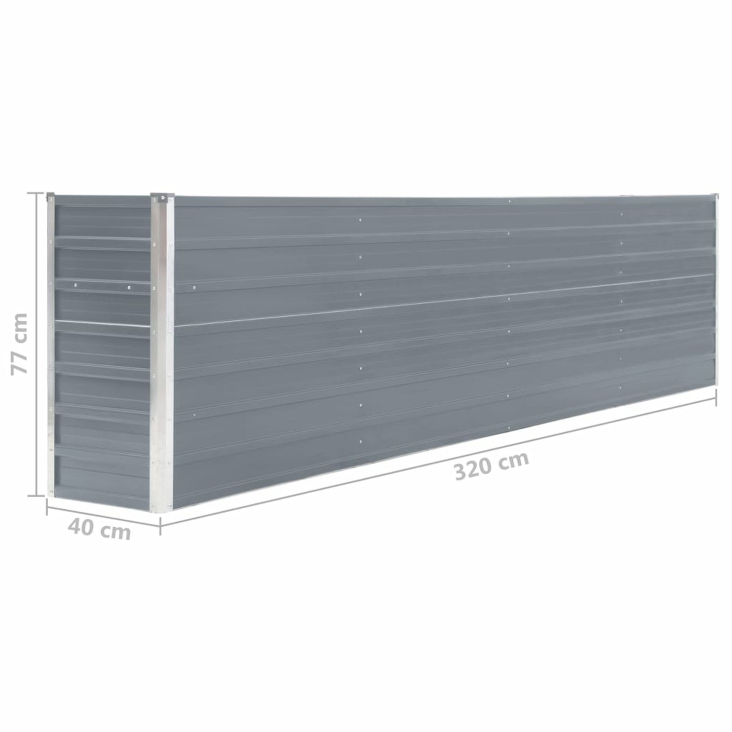 Verhoogde Plantenbak – Moestuinbak – Bloembak – Kruidenbak – Tuinbak – Gegalvaniseerd Staal – 320x40x77 cm – Veilig Afgeronde Randen