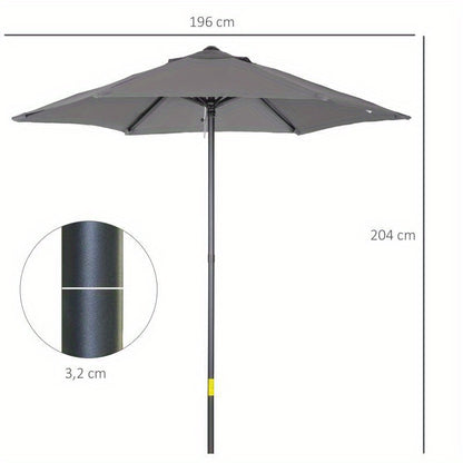 Parasol – Zeshoekige Parasol – Tuinparasol – Balkonparasol – Terrasparasol – Extra Lang 196 cm – 360° Draaibaar met Kantelbare Sluiting