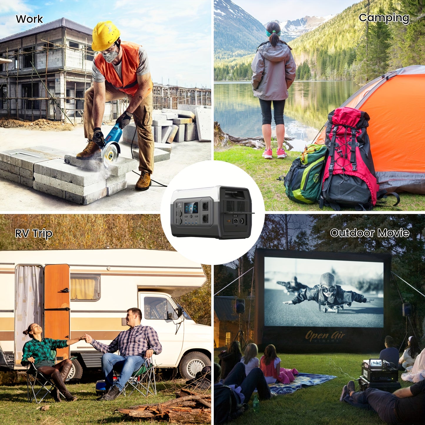 Powerstation – Draagbare Generator – Krachtcentrale – Noodstroom – Camping Accu – 1800W Vermogen – 1024Wh LiFePO4 Batterij – Snelle 1-Uur Oplaadtijd – UPS Backup Functie