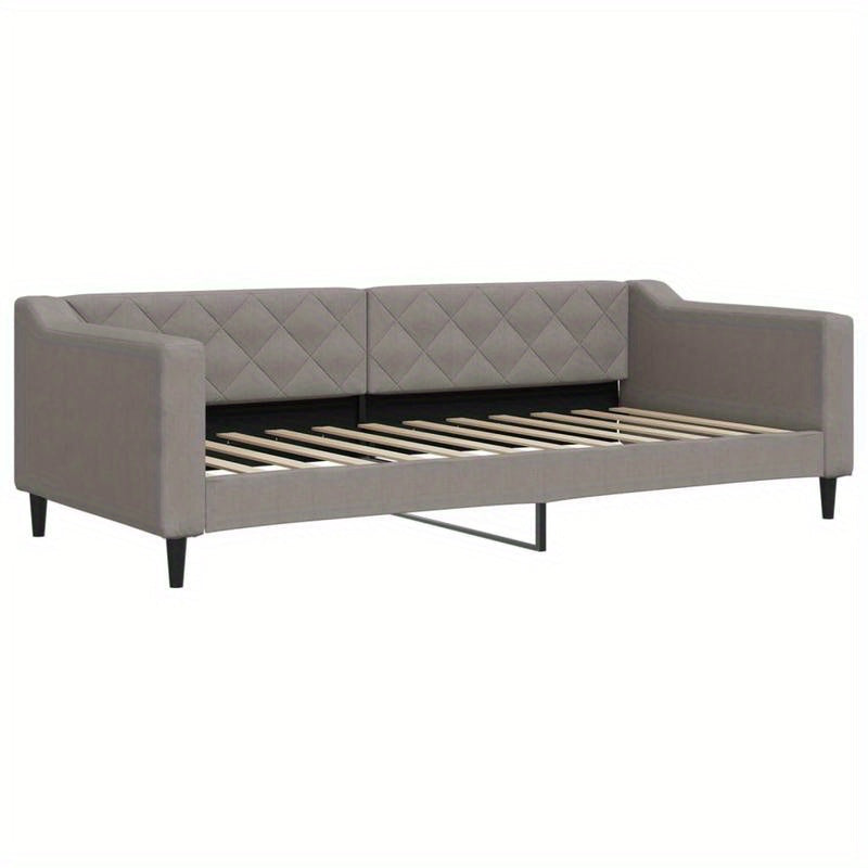 Slaapbank – Bedbank – Sleeperbank – Bedbank Met Lade – Uitklapbare Sofa – Taupe – 90x200 cm – Duurzaam Hardhouten Frame – Comfortabele Button-Tufted Bekleding