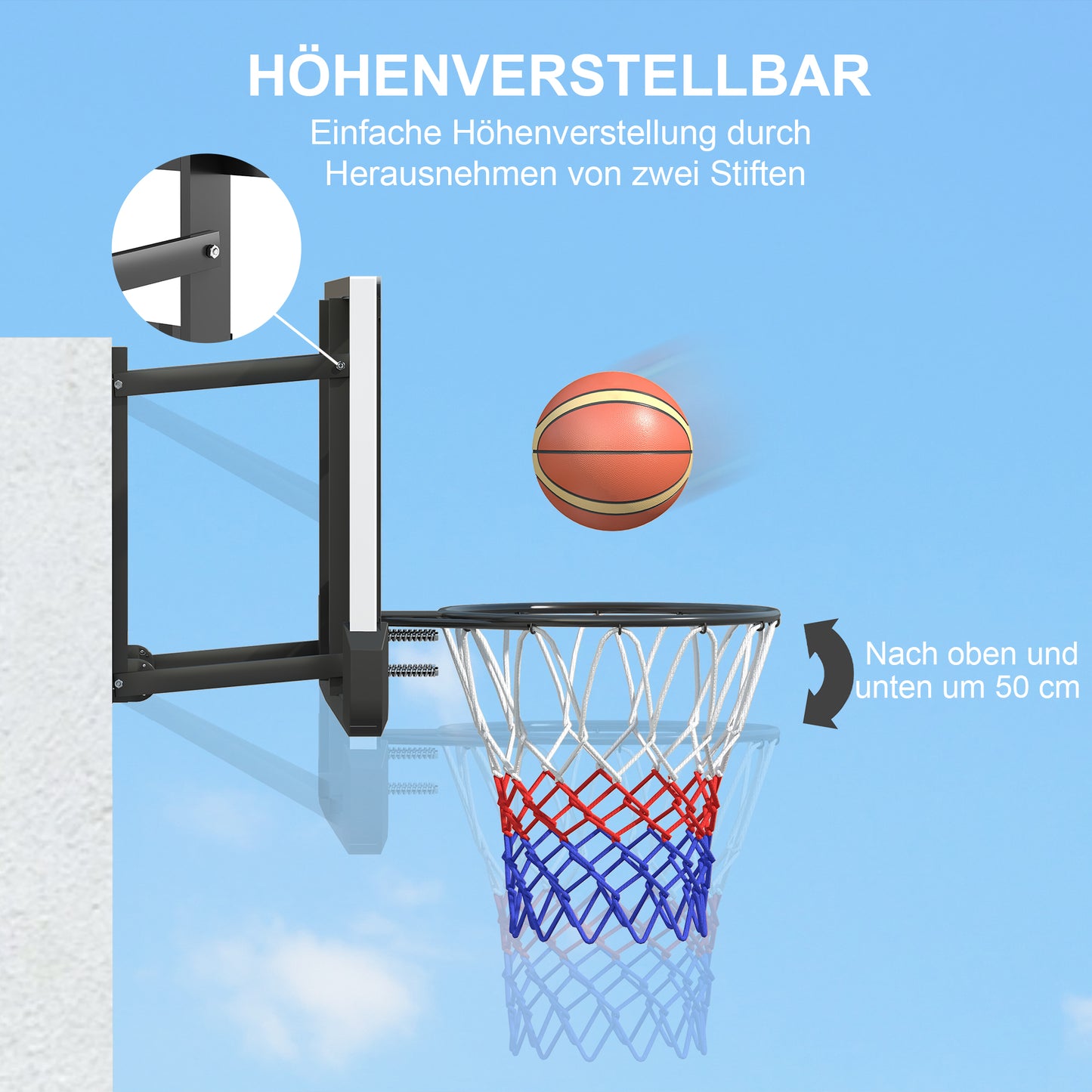 Basketbalkorf – Basketbalring – Basketbalkorf Wandmontage – Basketbalset – Basketbalring Veersysteem – Zwart – Breekbestendig Achterbord – Veerbelaste Basketbalring
