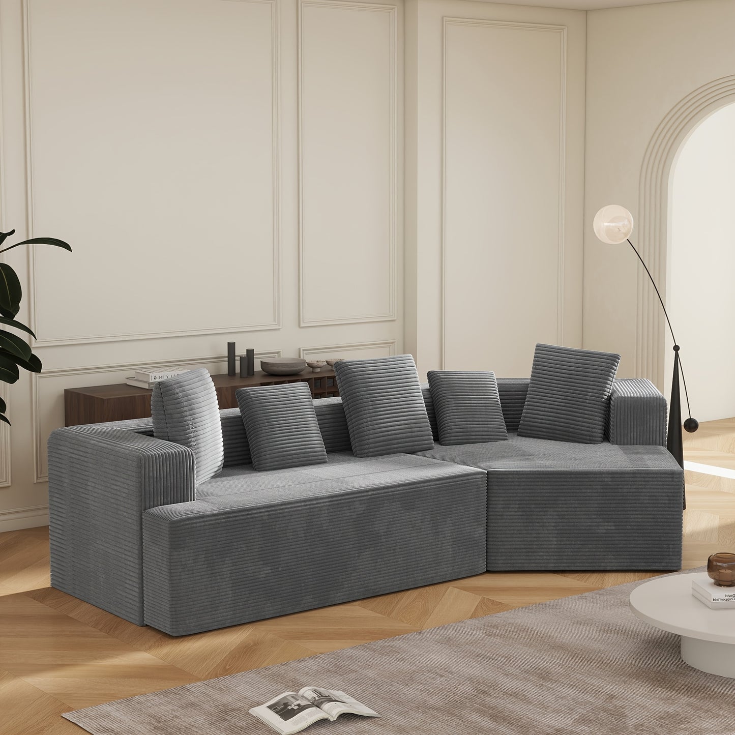 Moderne Modulaire Bank – Hoekbank – Slaapbank – Loungebank – Zithoek – Diepe Zitting – Geen Montage Nodig – Gecomprimeerd Zonder Hout
