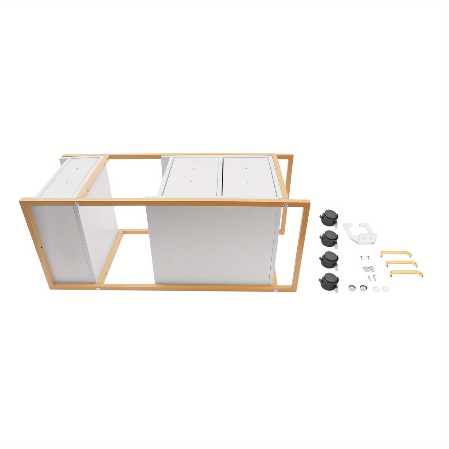 Kapperswagen – Kappers Trolley – Werkwagen – Kapperskar – Salonwagen – 3 Laden – 50 KG Draagvermogen – Met Haardrogerhouder – Mobiel en Compact – Wit met Gouden Frame