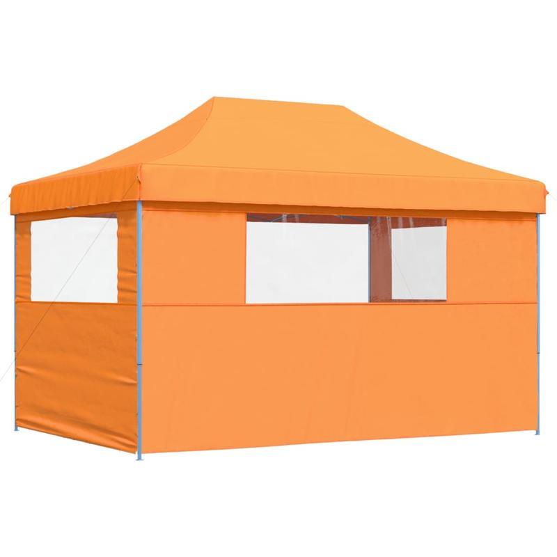 Partytent – Tent – Pavillon – Feesttent – Pop-up Tent – Oranje Kleur – Inklapbaar & Met 3 Zijwanden – Waterafstotend & Compact