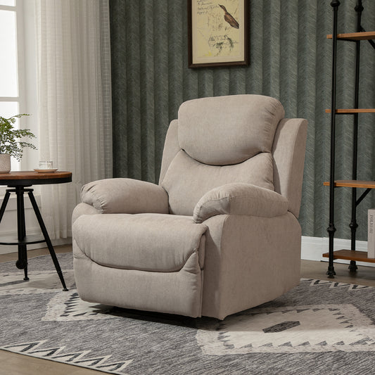 Relaxfauteuil – Fauteuil – Loungestoel – Slaapstoel – Tv-stoel – Ergonomisch Design – Linnen Bekleding Beige – Met Metalen Onderstel – 93 x 88 x 102 cm