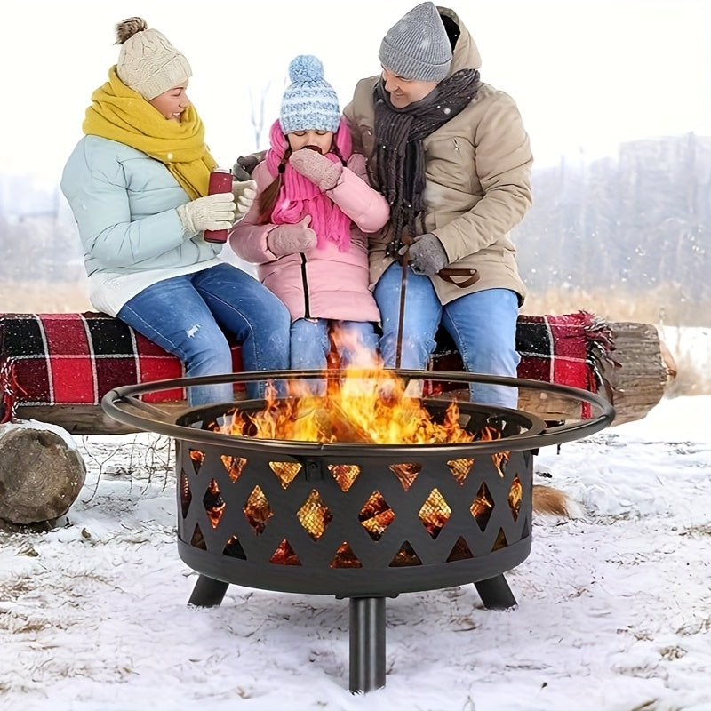 Vuurkorf – Tuinhaard – Buitenhaard – Vuurmand – Vuurschaal – 76 cm Diameter – Draaibaar Grillrooster – Veilig Vonkscherm – Stevig Metaal