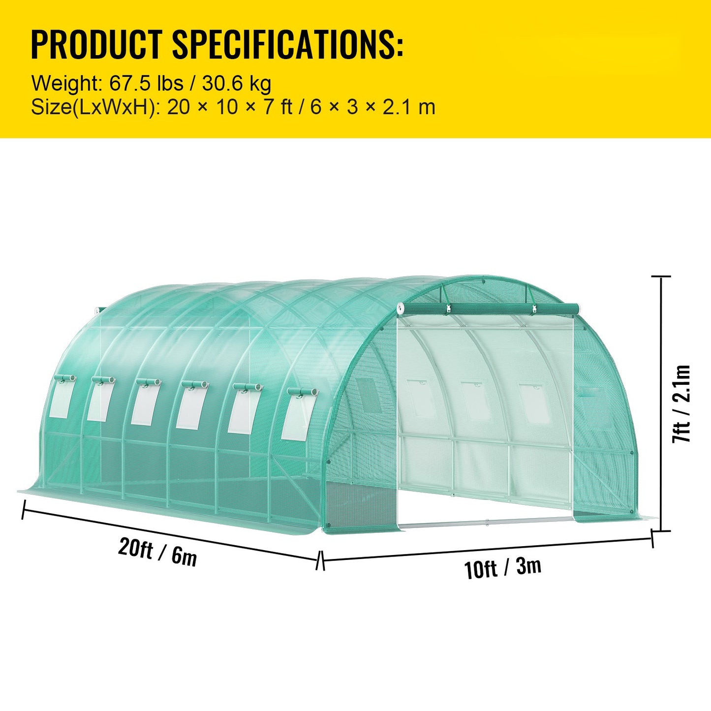 Tunnelkas – Kweekkas – Serre – Groentekas – Plantentunnel – Stevig Gegalvaniseerd Stalen Frame – Waterdichte UV-bestendige PE Folie