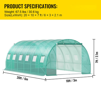 Tunnelkas – Kweekkas – Serre – Groentekas – Plantentunnel – Stevig Gegalvaniseerd Stalen Frame – Waterdichte UV-bestendige PE Folie
