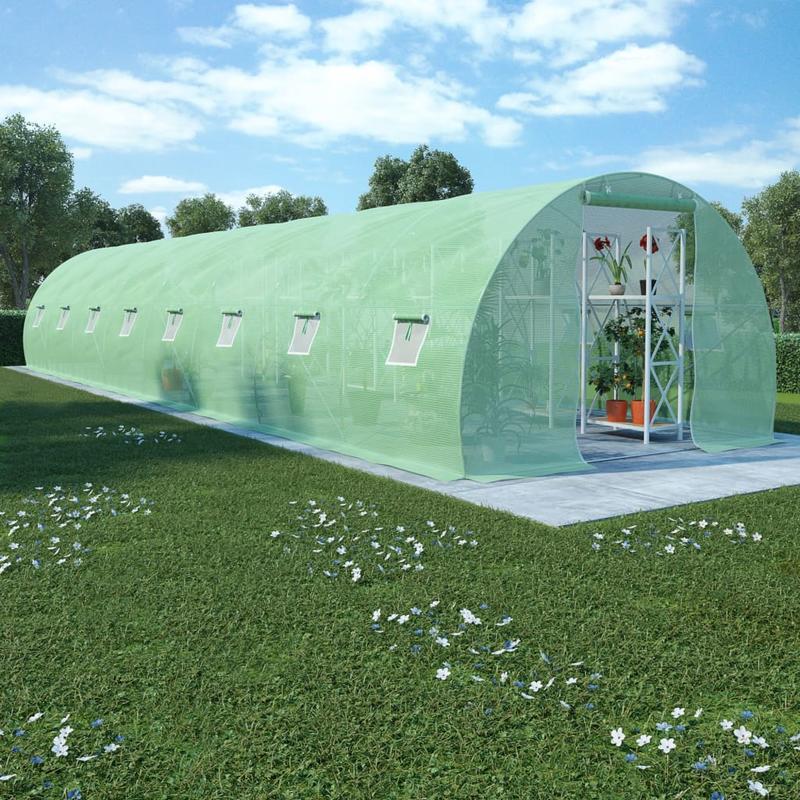Large 36m² Metal Frame Greenhouse with Arched Panels - Heavy-Duty All-Weather Tunnel for /Outdoor Use, 1200x300x200cm Plant Growing Suitable for,, Commercial Farming