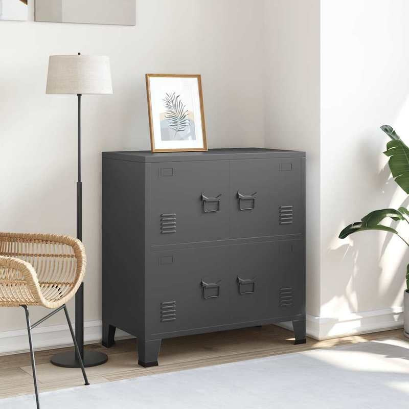 Industriële Opbergbox – Opbergcontainer – Opbergkast – Organizer – Opslagbox – Antraciet – Grote Inhoud 75x40x80 cm – Stevige Duurzame Constructie