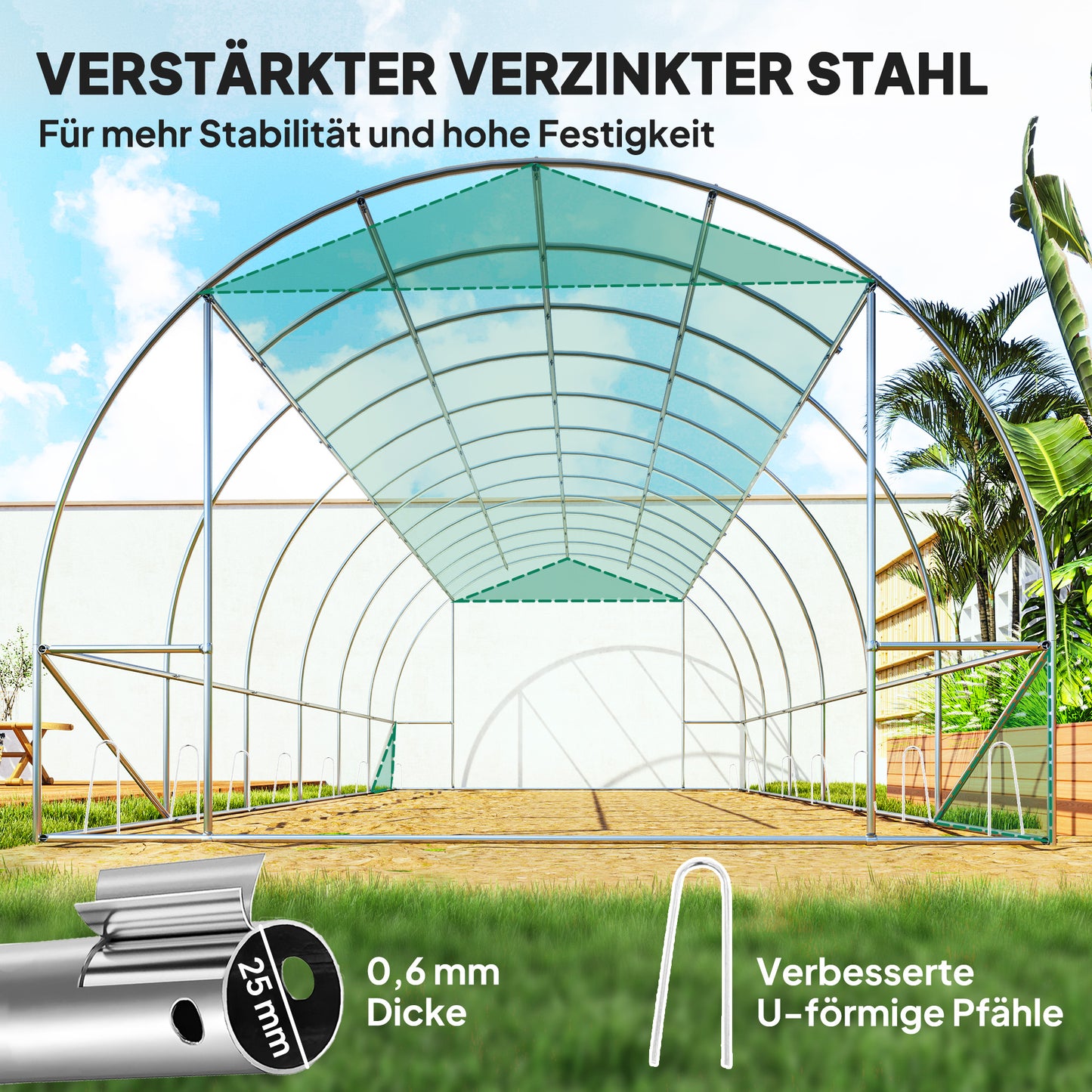 Kas – Tuinkas – Kweekkas – Broeikas – Serre – 600x300x197 cm – UV-bestendige folie – Stabiel gegalvaniseerd stalen frame
