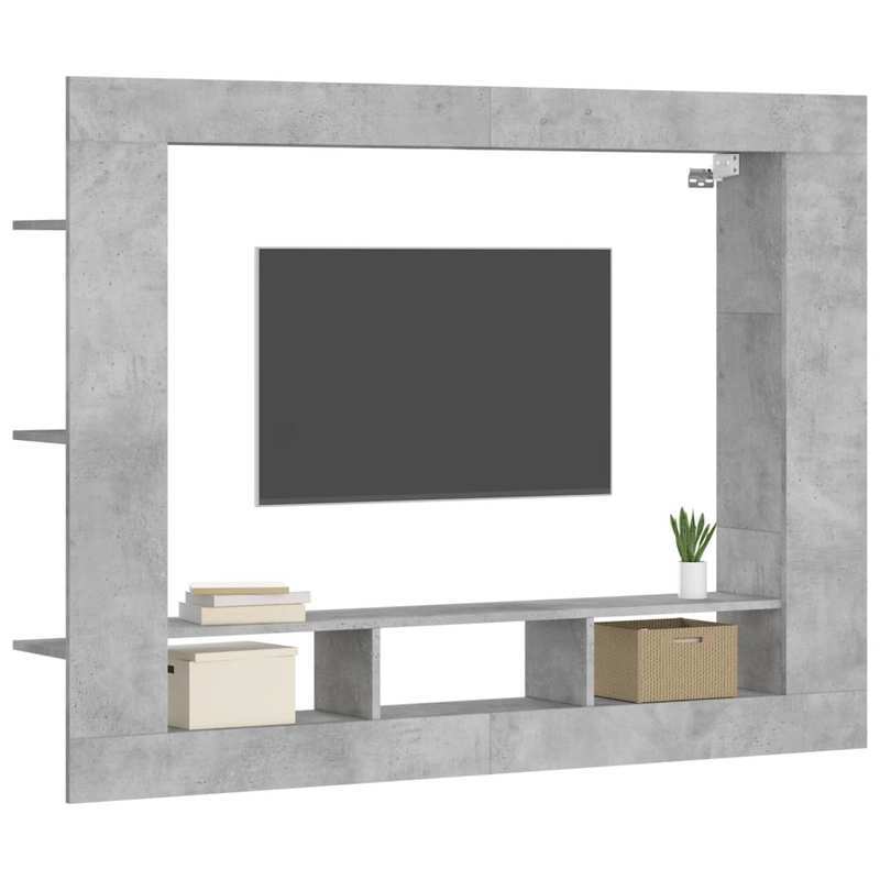 TV-Meubel – TV-Kast – TV-Meubelset – TV-Standaard – Lowboard – Betonlook Grijs – Stalen Frame – Houten Constructie – Geschikt Tot 60 Inch – Compact & Duurzaam