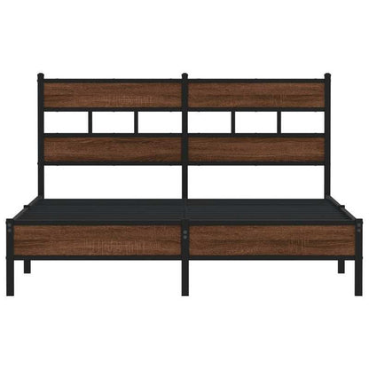 Modern Brown Oak Bed Frame - 140x200cm Chipboard Design, Removable & Practical, All-Season Use, Easy Assembly, No Mattress Included, Contemporary Style for Bedroom Furniture, Bedroom Furniture, Minimalist Bedroom, Natural Woo