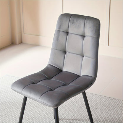 Eetkamerstoelen – Dining Stoelen – Keukenstoelen – Stoelen Set – Armless Stoelen – Grijs Velvet – Ergonomisch Ontwerp – Metalen Poten