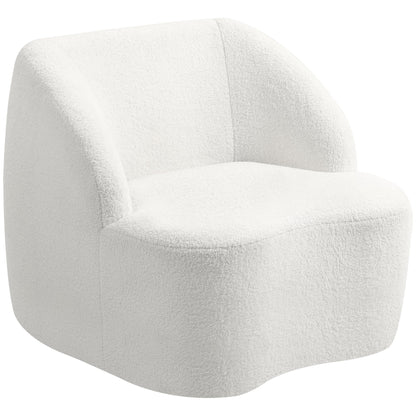 Fauteuil – Armstoel – Relaxstoel – Zitzetel – Lounge Chair – Crème Wit – Fleece Bekleding – Comfortabele Dikke Kussens