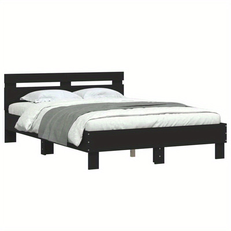 Bed frame con Headboard Nero 120x190cm in Wood Multilayer Removable and durable