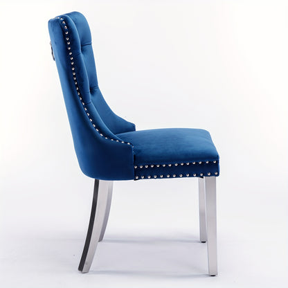 Eetkamerstoel – Stoel – Kuipstoel – Set Van 2 – Draaistoel – Blauw – Chroom Onderstel – Stof Bekleding – Ergonomisch Comfortabele Zitting