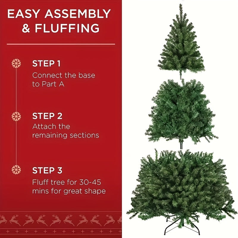 Artificial Christmas Tree Measuring 2.1 Meters, Perfect for Festive Centerpieces, Featuring a Large Snowflake Design, a White Articulated Spruce, And Easy-To-Assemble Decorations.