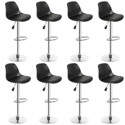 8pcs Adjustable Bar Stool Set, Electroplating, PU Seat Cushion, Swivel Seat, Height Adjustable 55-75 Cm